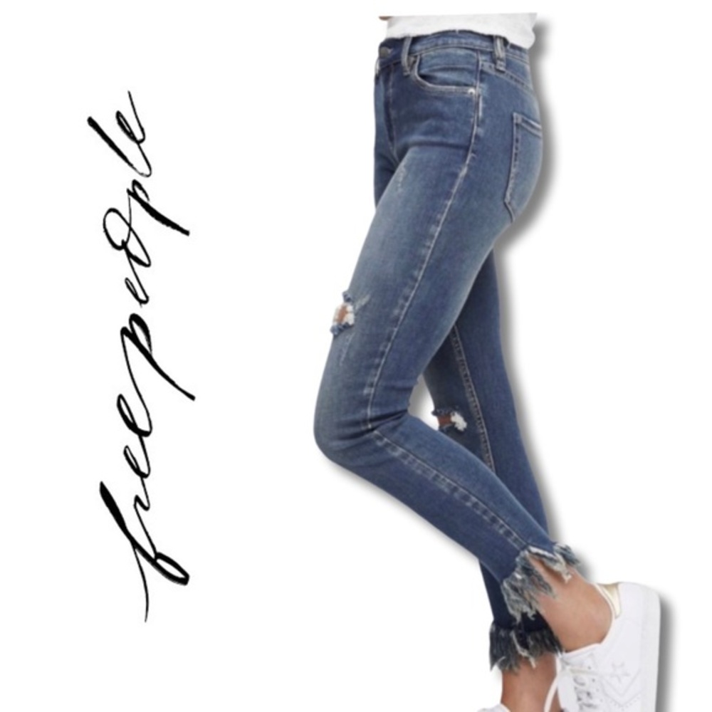 Free People frayed skinny denim jeans